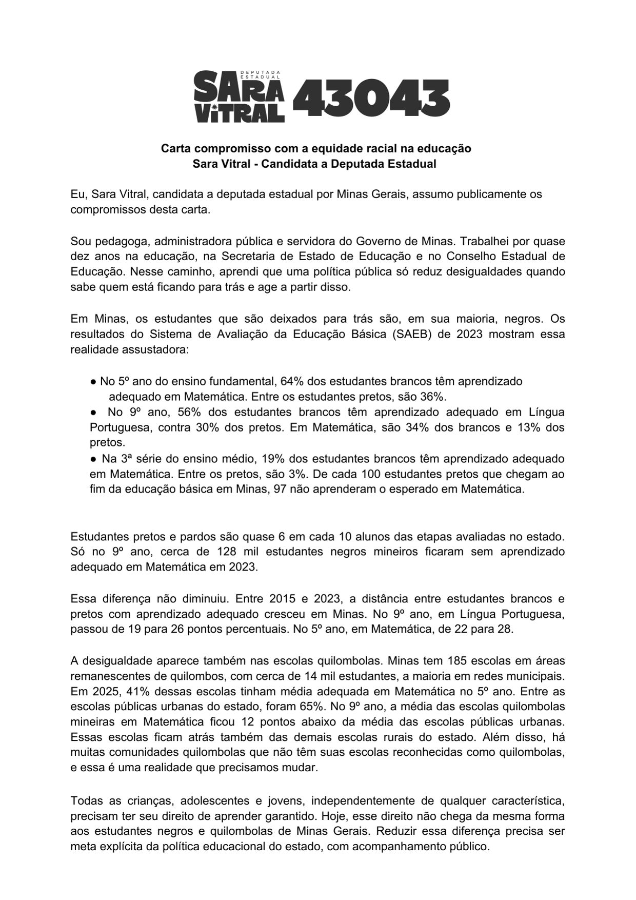 Carta compromisso com a equidade racial na educação — página 1 de 2